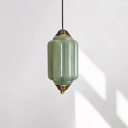 Suspension vintage en verre strié