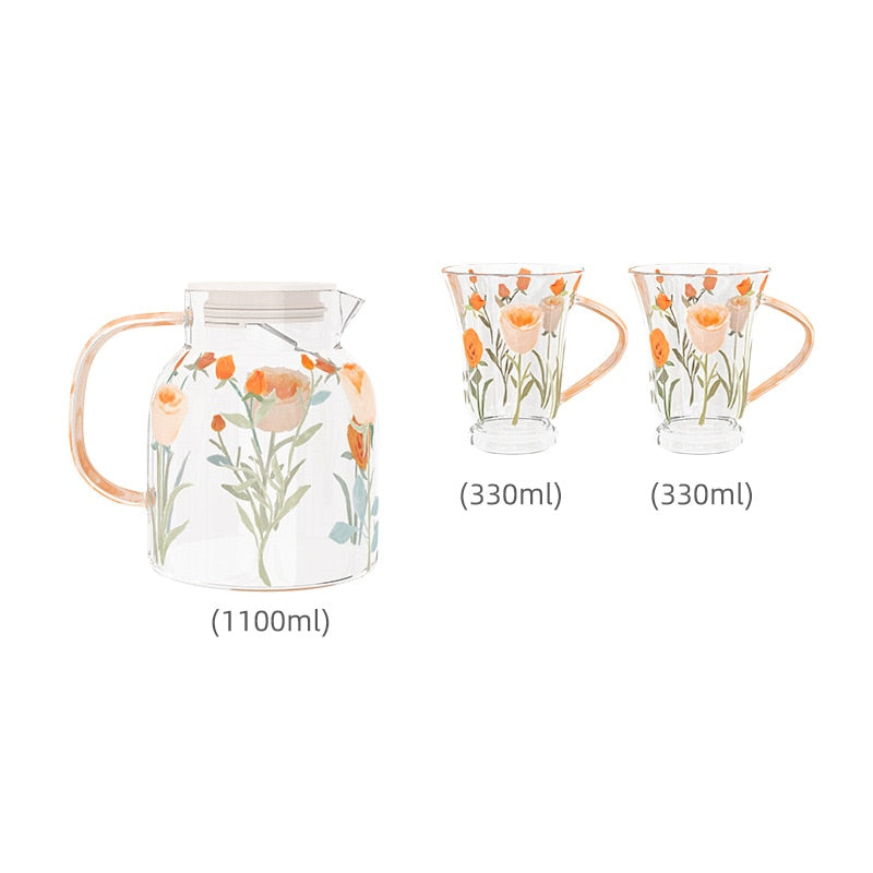 Purple Tulips And Orange Roses Teapot Set