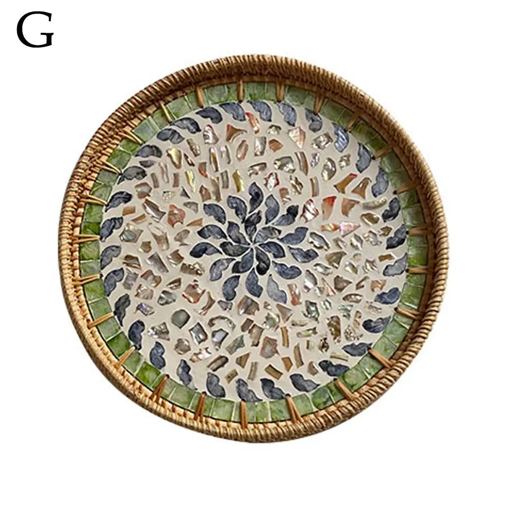 Colorful Shell Rattan Tray