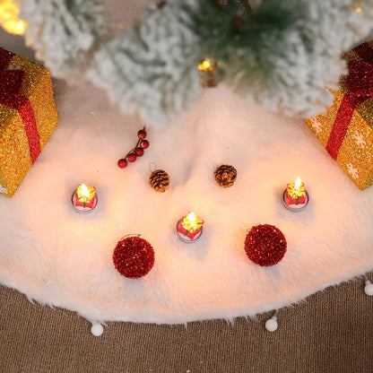 Plush Faux Fur White Christmas Tree Skirt