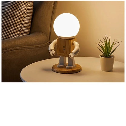 Nordic Wooden Robot Table Lamp