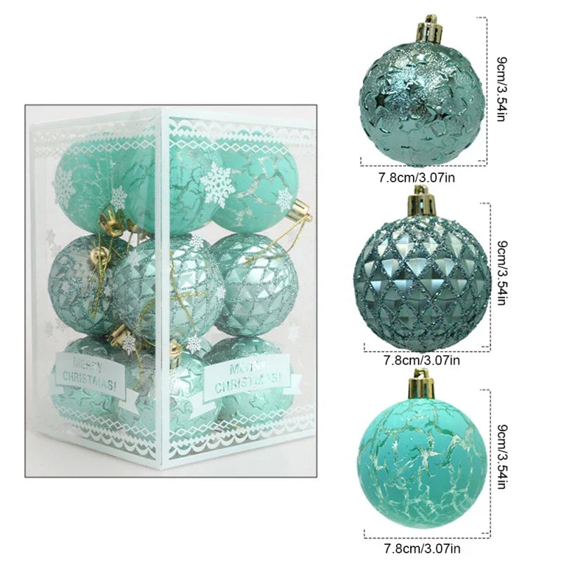 12Pcs Mix Pattern Christmas Ball Tree Decor