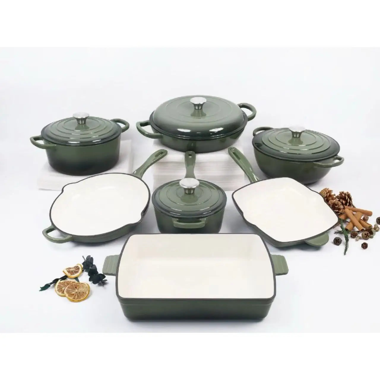 AuraNest™ 11-Piece Cast Iron Cookware Set