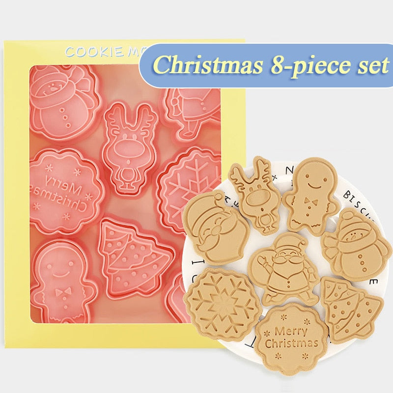 Molde de galletas navideñas 3D de 8 piezas