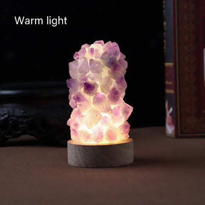 Crystal Wishing Lamp with Natural Amethyst