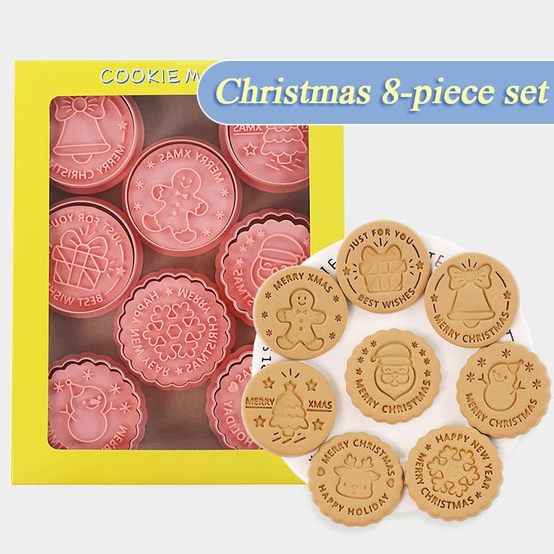 Molde de galletas navideñas 3D de 8 piezas