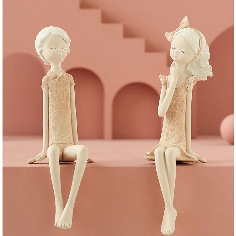 Simple Nordic Girl Heart Statuette Collection