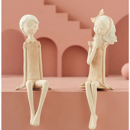 Simple Nordic Girl Heart Statuette Collection