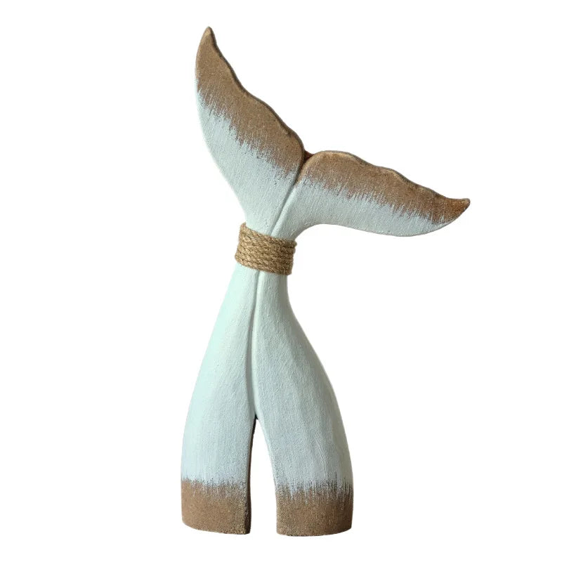 Mediterranean Wooden Whale Tail Decor