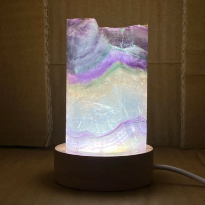 Lampe en cristal de fluorite arc-en-ciel naturel