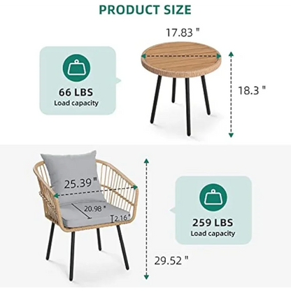 Rattan Conversation Set with Table and Chair