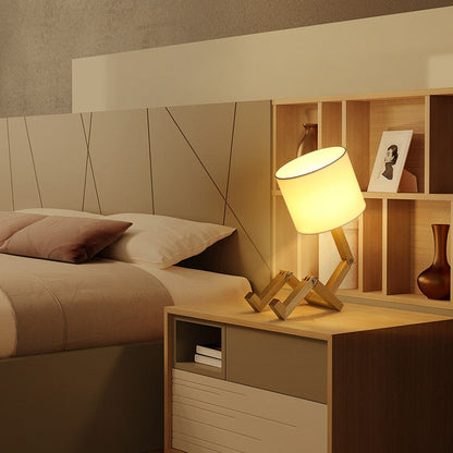 Robot Shape Wooden Table Lamp