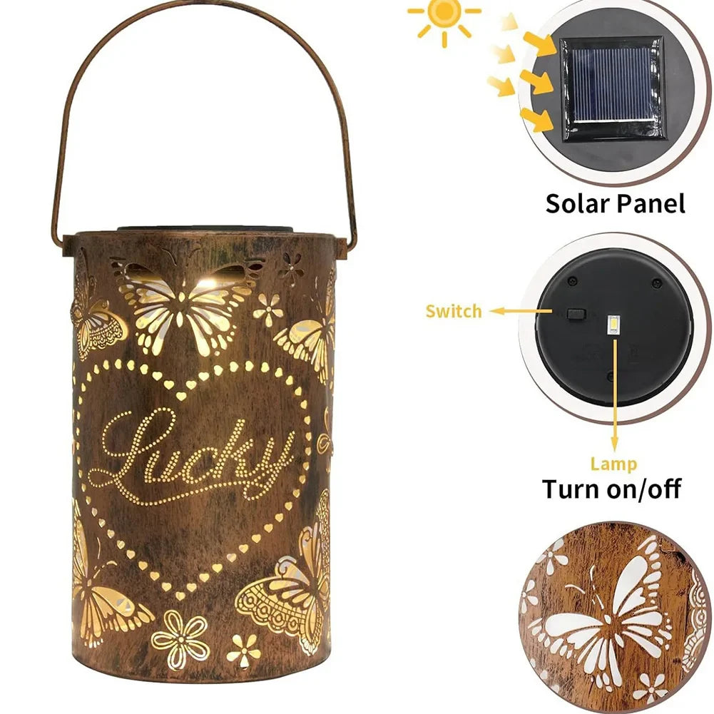 Solar Butterfly Hollowed-Out Lantern Light