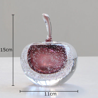 Bubble Glass Apple and Pear Statue - Aesthetic Fruit Desk Decoration Figurine Living Room Sculpture