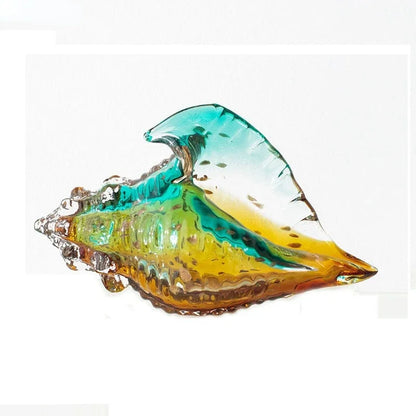 Modern Glass Conch Shell Sculpture