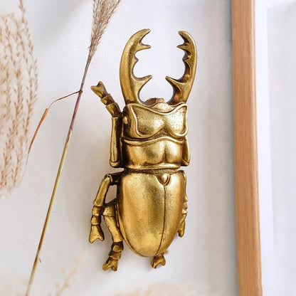 Golden Beetle Wall Ornaments with Antler-Inspired Detail