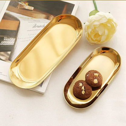 Gold Stainless Steel Vanity & Jewelry Organizer Tray