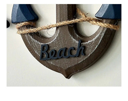 2 Stück nautische Schiffsrad- und Anker-Wanddekoration