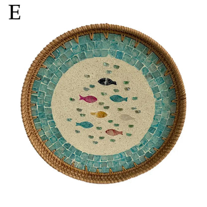 Colorful Shell Rattan Tray