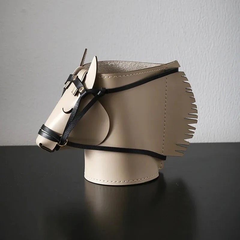 Leather Horse-Head Storage Box – Luxury Decorative Desk Organizer Bedroom Living Room Make Up Organizer Organizer Storage