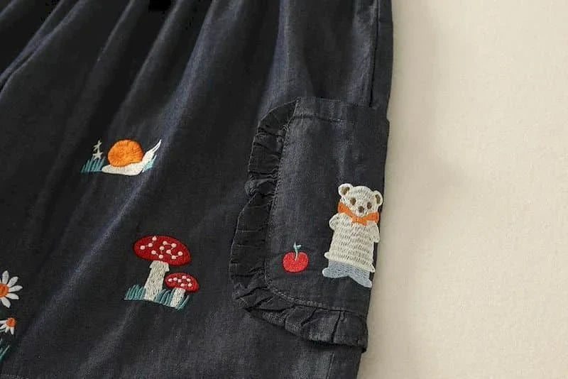Denimelle Ruffle Waist Shorts