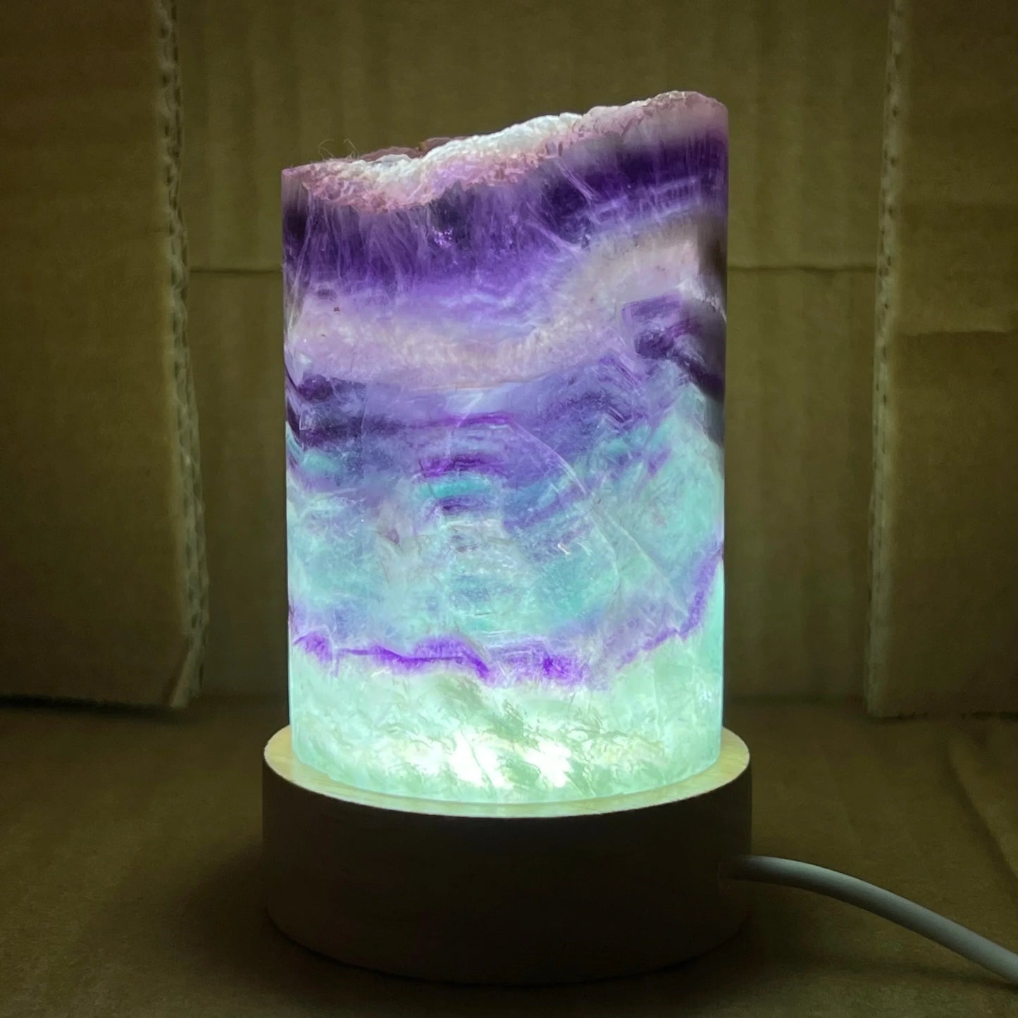 Natural Rainbow Fluorite Crystal Lamp