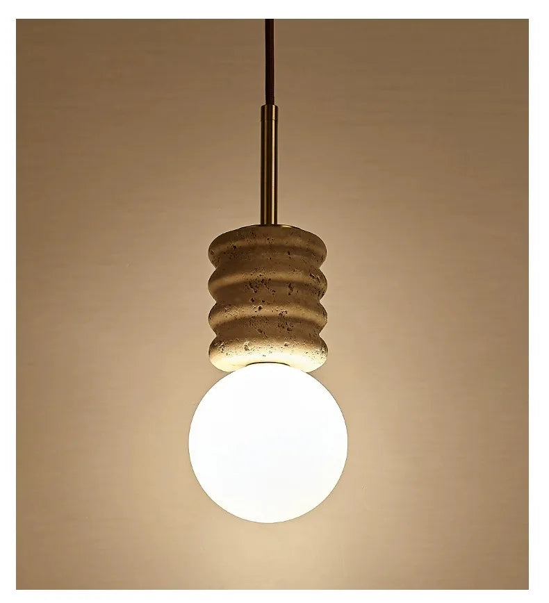 Lampada a sospensione moderna in travertino beige