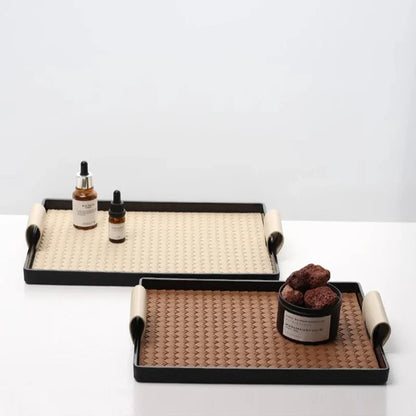 Plateau décoratif de luxe en cuir