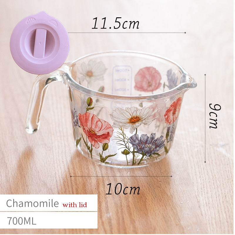 Retro Flowers Measuring Cup with Lid