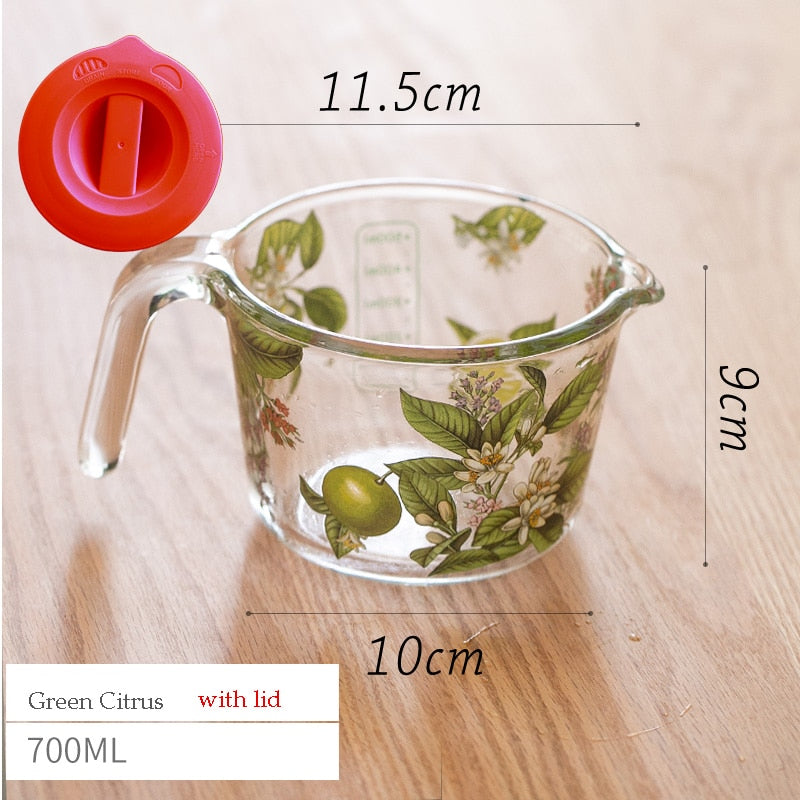 Retro Flowers Measuring Cup with Lid