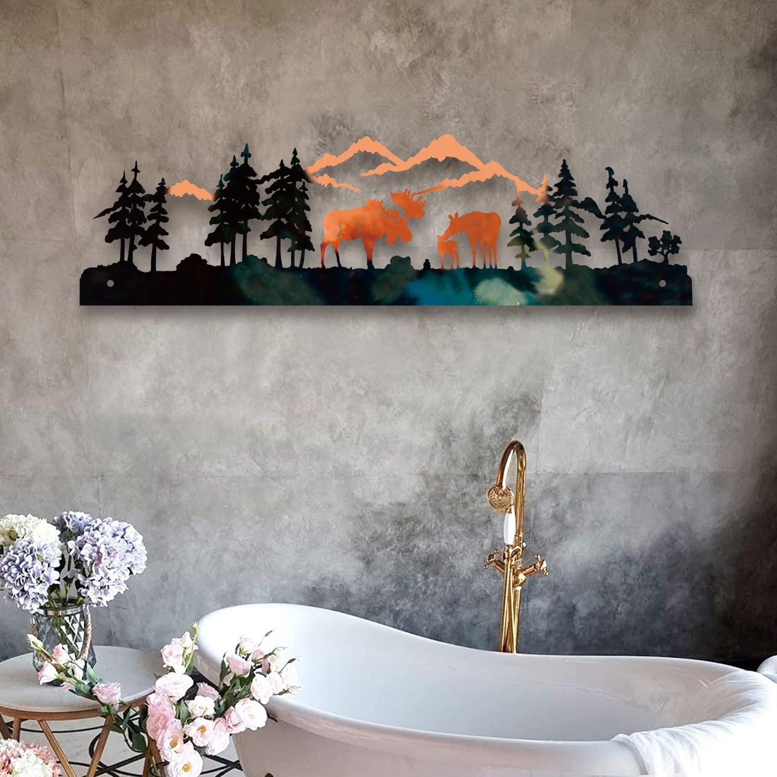 Deer Forest Hollow Out Metal Wall Art