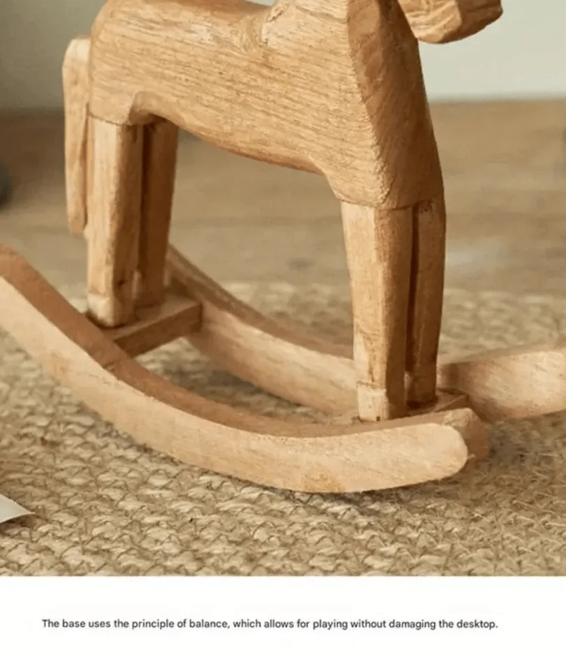 Hand-Carved Heirloom Wooden Rocking Horse Decor