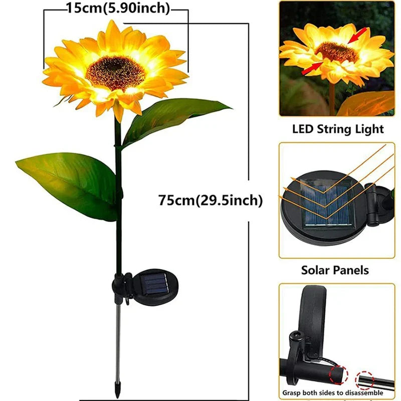 Lampes solaires à LED en forme de tournesol