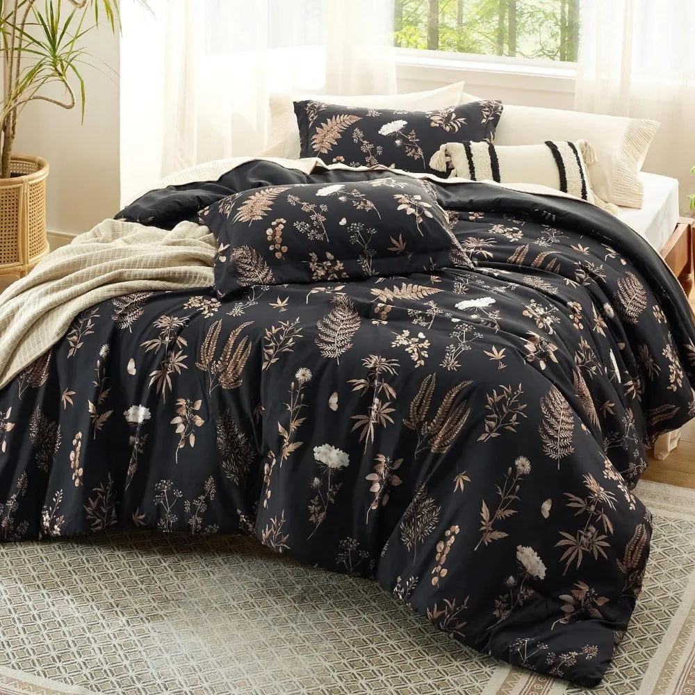 Black Floral Duvet Set