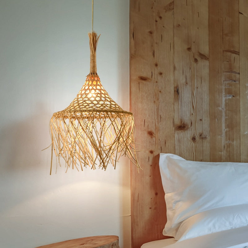 Hand-Woven Rattan Droplight Chandelier