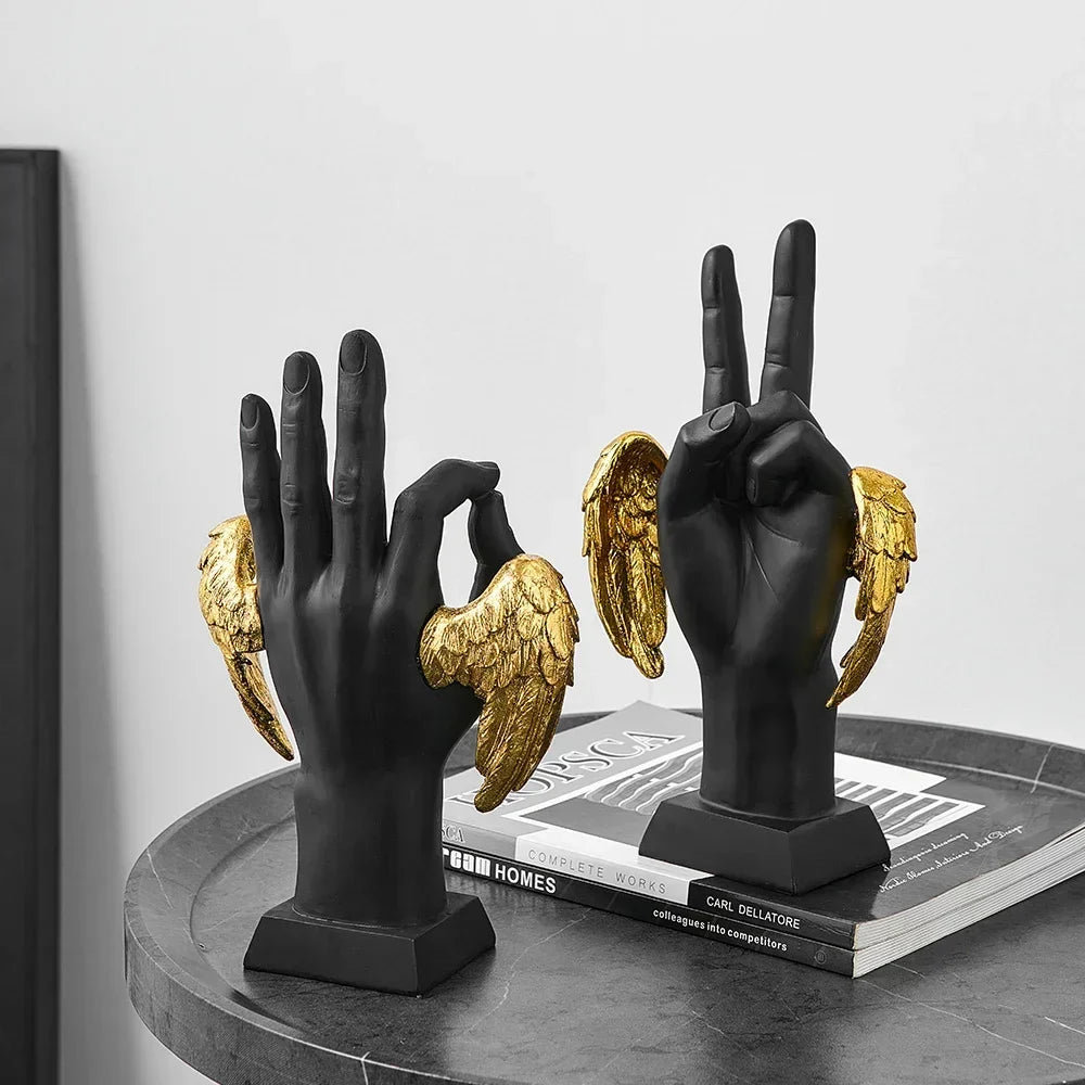 Modern Resin Hand Gesture Sculptures