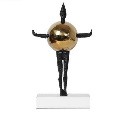 Abstract Metal Armor Ball Man Sculpture