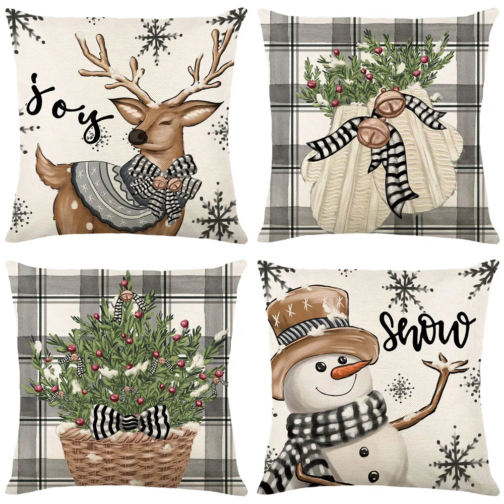 4 Pcs Christmas Cushion Covers