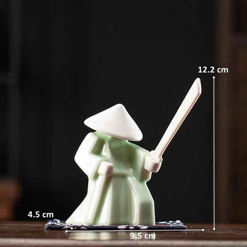 Ceramic Samurai Figurine - Geometric Oriental Desk Decor Ceramic Decor Ceramic Samurai Figurine Figurine Home decor Japanese Decor Living Room Modern Decor