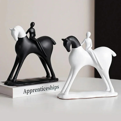 Nordic Abstract Horse & Rider Figurine