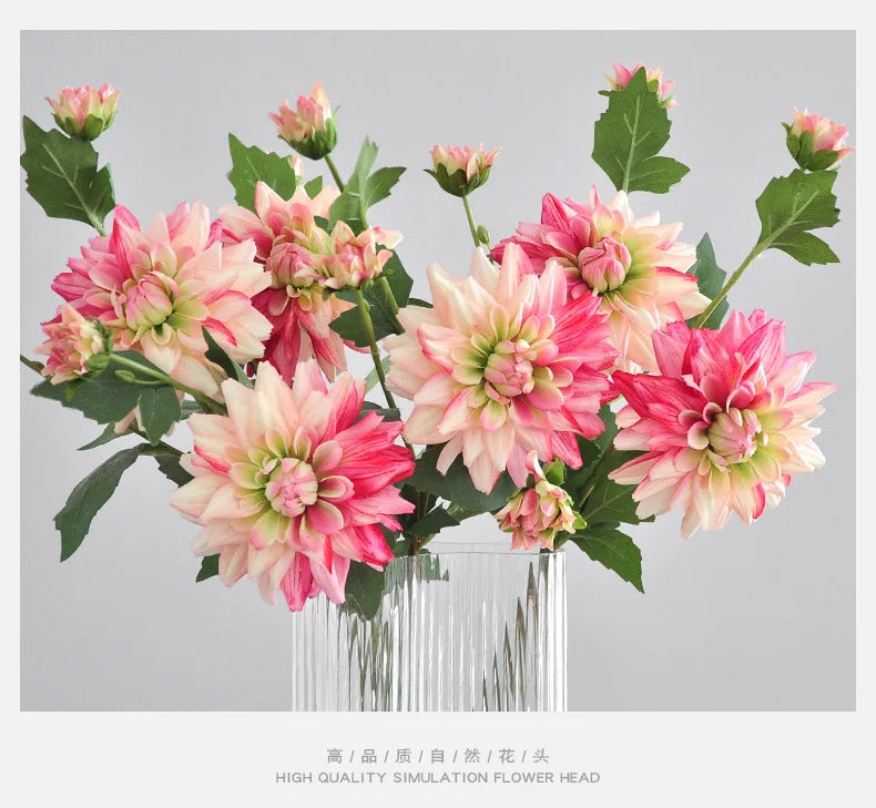 NordDahl Triple Bloom Artificial Dahlia Stem