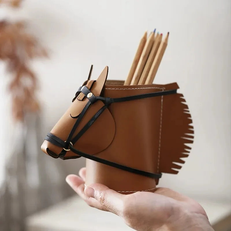 Leather Horse-Head Storage Box – Luxury Decorative Desk Organizer Bedroom Living Room Make Up Organizer Organizer Storage