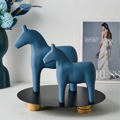 Colourful Wooden Horse Statue Home Decor