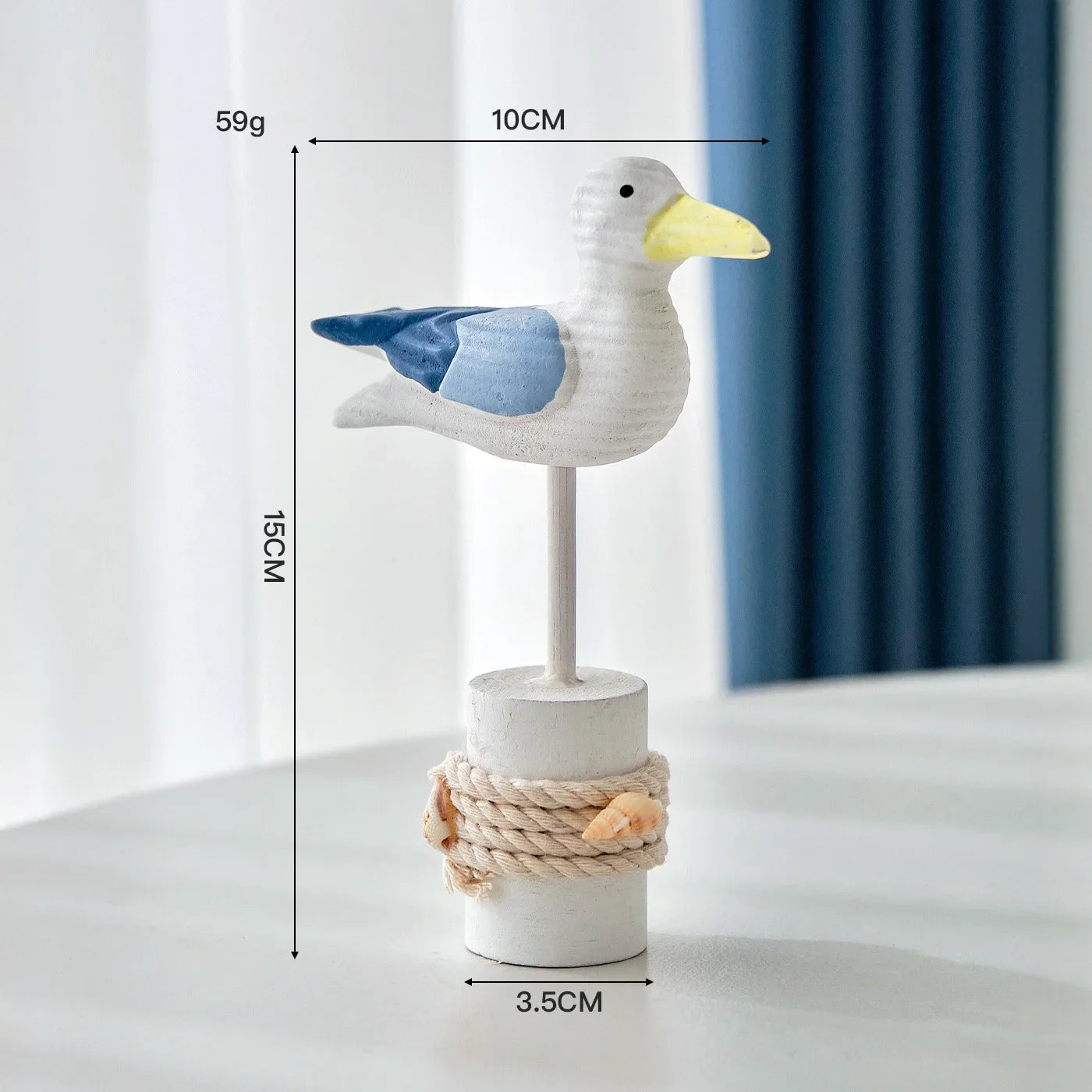 Hand-Carved Wooden Seagull Figurine