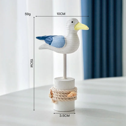 Hand-Carved Wooden Seagull Figurine