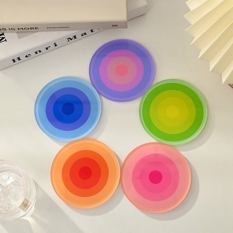 Round Gradient Acrylic Coaster organizer tray