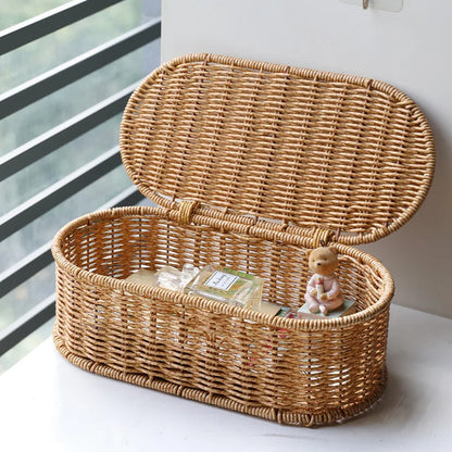 Boho Rattan Style Woven Storage Basket