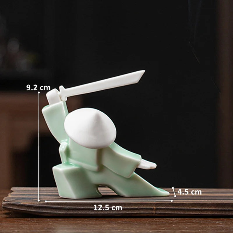 Ceramic Samurai Figurine - Geometric Oriental Desk Decor Ceramic Decor Ceramic Samurai Figurine Figurine Home decor Japanese Decor Living Room Modern Decor