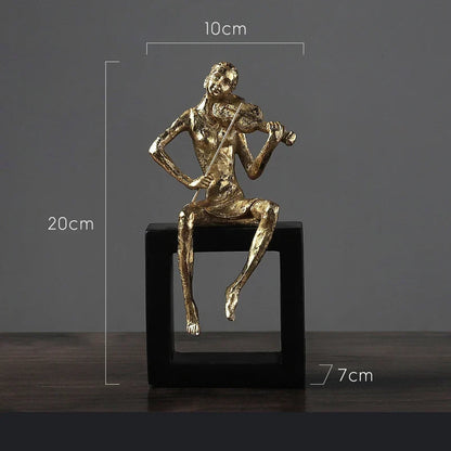 Musician Resin Figurine Statue for Desk and Room Décor