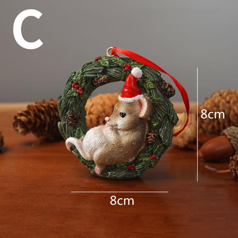 Cute Christmas Animals Wrapped In Wreath